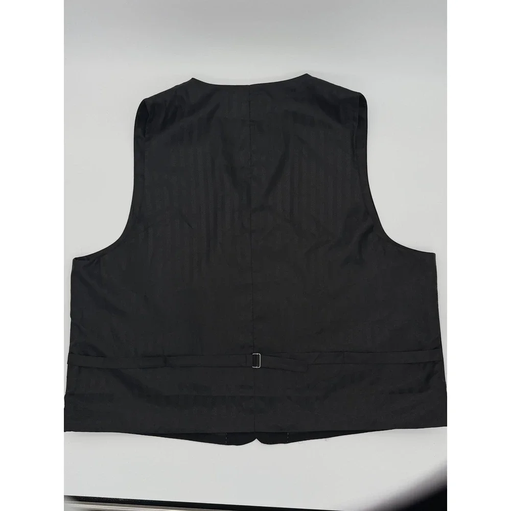 Statement Italy Mens Black Suit Vest Formal Waistcoat Size 50R Adjustable Back